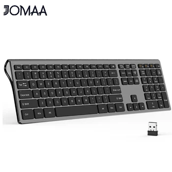 Беспроводная клавиатура Jomaa USB Эргономичный дизайн клавиш с ножницами, полноразмерная тонкая клавиатура офисного компьютера с раскладкой Русский /Испания / США