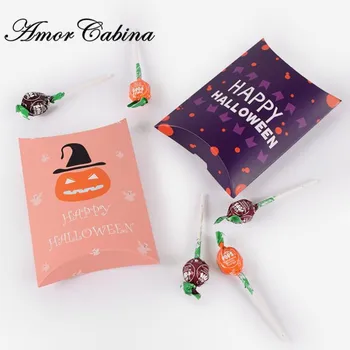 30шт Бумажный пакет на тему Хэллоуина, коробка для конфет, подарочный пакет с тыквенными конфетами, упаковка для детской вечеринки, бумажная подарочная коробка с призрачным печеньем