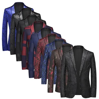 2024 Новый мужской деловой Социальный костюм, пиджак, Летнее мужское однобортное Тонкое платье, Мужские жаккардовые блейзеры, пальто