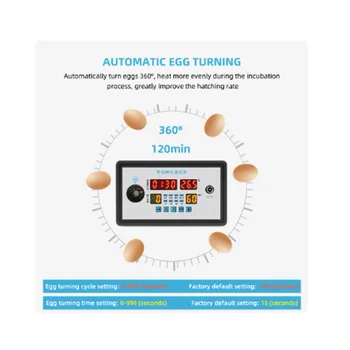 Цифровой термостат Smart Thermostat ZFX-W9002 Термостат с контролем температуры и влажности Инкубатор с автоматическим переворачиванием яиц на 360 градусов 12 В