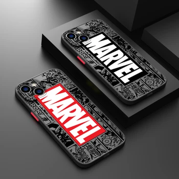 Чехол для телефона Avengers Marvel Art Comics для iPhone 14 13 12 11 XS XR Pro MAX 8 7 6 Plus с матовой полупрозрачной матовой крышкой