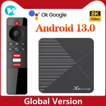 X88 Mini 13 TV Box Android13 ATV UI Rockchip RK3528 Четырехъядерный 64-битный Cortex A53 Поддержка 8K Видео 4K 60fps Wifi6 BT5.0 Телеприставка