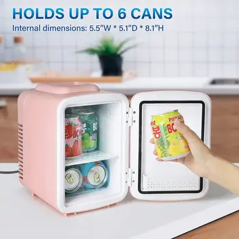 Простой мини-холодильник класса люкс, 4 л/6 банок, Портативный охладитель и грелка, Небольшой холодильник без фреона, Обеспечивающий компактное хранение