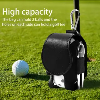 Сумка, мини-карман, кожаный чехол для хранения мячей для гольфа, металлическая кнопка, держатель сумки для хранения 2 мячей, аксессуары для хранения гольфа, прямая поставка