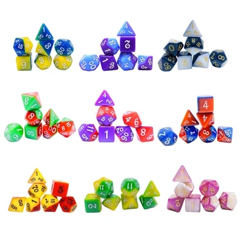 Набор многогранных акриловых кубиков, 7 штук, многогранные кубики, кубики для настольных игр, легко читаемый номер, Прочный H053