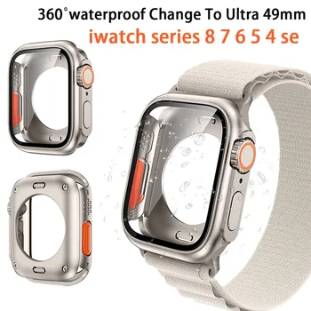 Замена на Ultra Watch Case для Apple Watch 44 мм 45 мм 40 мм 41 мм Жесткий чехол для ПК Переднего и заднего бампера iwatch Series 8 7 6 5 4 SE Cover