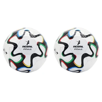Топ!-2 футбольных мяча REGAIL Профессионального размера 5, Утолщенные Мячи для командных матчей, Сшитые машинным способом Футбольные тренировочные мячи