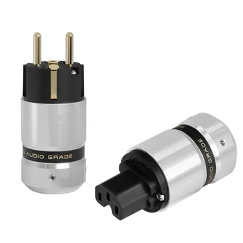 Высококачественная позолоченная вилка Schuko Power plug Разъем IEC для сетевого кабеля питания DIY