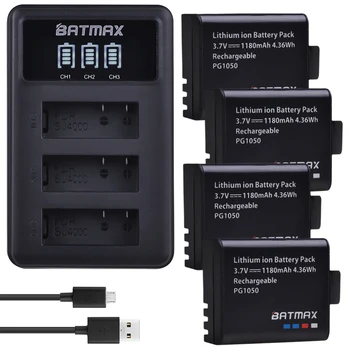 Batmax 4шт PG1050 Аккумулятор Камеры + LED 3 слота USB Зарядное Устройство для SJCAM SJ4000 WiFi SJ5000 WiFi Plus M10 SJ5000 plus SJ6000