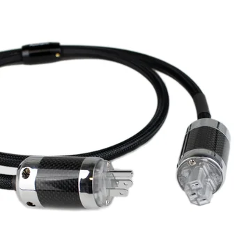 Аудио 4N Медный посеребренный кабель питания 7 AWG Hi-Fi штепсельная вилка из алюминиевого сплава США из углеродного волокна