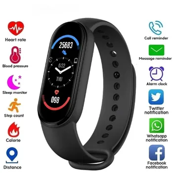 Смарт-часы Band 6 для мужчин и женщин, водонепроницаемый спортивный электронный смарт-браслет, модный Bluetooth, пульсометр, фитнес-трекер, умные часы