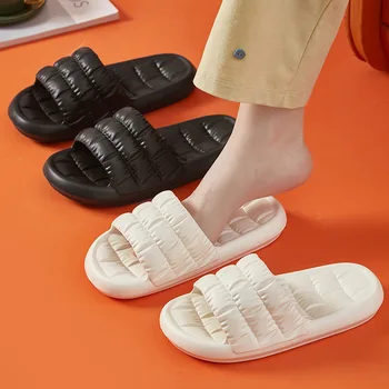 Женские летние сандалии, повседневные домашние нескользящие тапочки для ванной комнаты, мужская уличная одежда, Удобная обувь на плоской подошве, пара