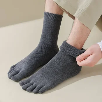 5 толстых махровых мужских хлопчатобумажных зимних термоносков, Дышащие твердые носки для сна, Антибактериальные Теплые