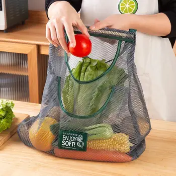Новейшие многоцелевые кухонные подвесные сумки для хранения, Дышащая сетчатая сумка из полиэстера, держатель для овощей и фруктов, кухонные принадлежности