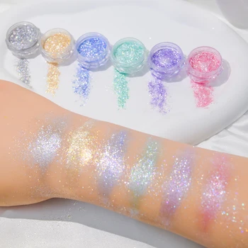 6 цветов Ультратонкий блеск для ногтей Aurora Opal, блестящие блестки, Сверхтонкая нерегулярная лазерная блестящая пудра, переливающийся хрустальный опаловый порошок