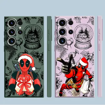Чехол Marvel Christmas Deadpool для Samsung Galaxy S8 A71 A30s A42 Note 20 Ultra Note 10 Plus 9 8 S9 A04e Квадратный Жидкий Чехол