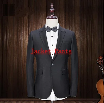 Брендовое мужское платье из 3 предметов (куртка + брюки + жилет), Сшитое на заказ Черный блейзер для выпускного вечера, мужской смокинг, распродажа костюмов
