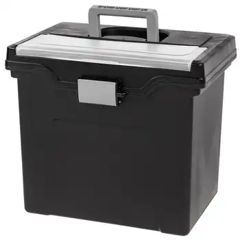 Размер письма Портативный Файловый ящик Для хранения с Крышкой-Органайзером, Черный ящик Для хранения пластиковый контейнер Складной ящик Для хранения с крышкой H