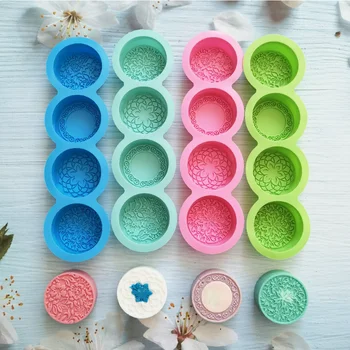 3D Силиконовые формы для мыла ручной работы, 4 типа цветов, инструменты для изготовления брусочков, мыло круглой формы ручной работы, поделки из смолы