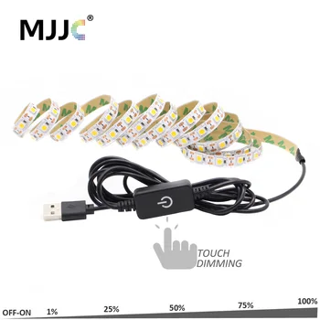 Светодиодная Лента Водонепроницаемый USB 5V SMD 5050 Сенсорный Затемняемый ЖК-Телевизор С Подсветкой Теплый Белый Гибкий USB LED Strip Tape Stripe Ribbon Light