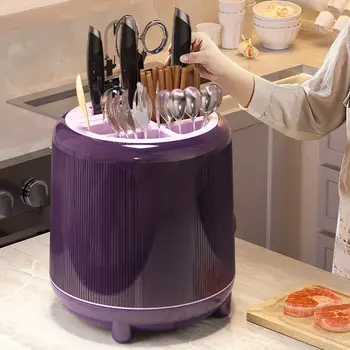 Вращающийся Держатель Ножа Кухонный стеллаж для хранения палочек для еды Цилиндр Коробка для хранения палочек для еды Подставка для ножей Многофункциональный