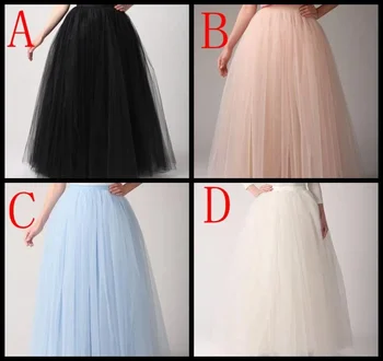 Дешевые женские юбки любого цвета, длина до пола, длинная пачка для взрослых, плиссированная тюлевая юбка трапециевидной формы, Макси-нижняя юбка большого размера