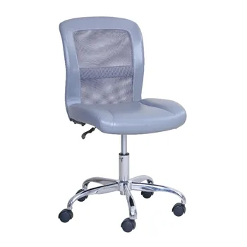 Офисное кресло со средней спинкой из Виниловой сетки, Серое / Черно-синее Сетчатое кресло
