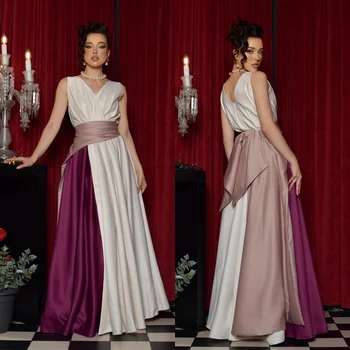 Элегантное Бальное платье с V-образным вырезом, Пышные платья, Атласное платье-сутаж с отделкой лентой Для официальных мероприятий.