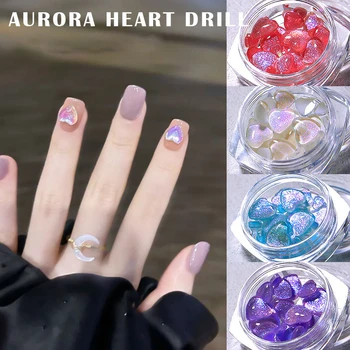 Misscheering Aurora Love Nail для Дизайна Украшений Сверкающее Персиковое Сердце 3d Подвески Для Ногтей 3 Размера Смешанные Аксессуары для Дизайна Ногтей