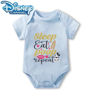 Детская одежда, боди для новорожденных, комбинезон для мальчиков и девочек, ползунки с короткими рукавами от Disney Mickey Mouse, комбинезоны от 0 до 12 месяцев
