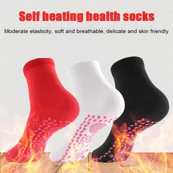 Самонагревающиеся Носки Грелка Для Ног Теплые Массажные Носки Моющиеся Хлопчатобумажные Носки До середины Икры Зимние