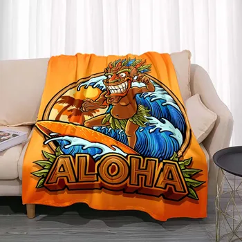 Модное фланелевое одеяло Tiki Bar, летний пляж, Алоха, Гавайи, Забавные Аксессуары для бара, паба, клуба, мужской вечеринки в пещере, домашнего декора