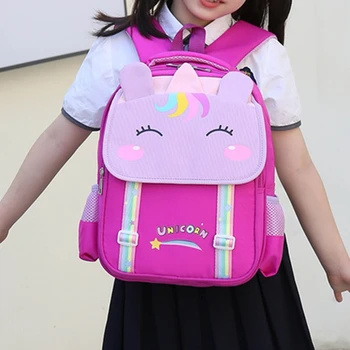 Школьные сумки для девочек, детский Розовый рюкзак с нейлоновым принтом в виде единорога, рюкзак для учащихся детского сада, милые девочки, детский школьный рюкзак, водонепроницаемые детские сумки