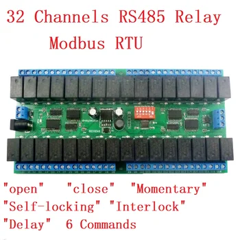 R421C32 DC 12V 32 Канала Modbus RTU RS485 Релейный модуль шины UART Плата последовательного порта для PLC LED Домашней автоматизации дверного замка