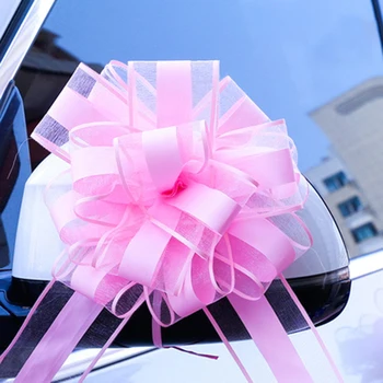 10 шт./лот Розово-белая лента-бант из крупной снежной пряжи для подарочной упаковки, украшения дверной ручки автомобиля на праздничную свадьбу