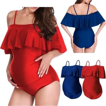 Модные купальники для беременных Сексуальный цельный купальник на подтяжках для беременных Летняя одежда для беременных Одежда для плавания с принтом