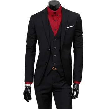 Мужской модный бутик, костюмы из 3 предметов, пиджаки, блейзеры / Комплекты мужских деловых костюмов / Однотонные брюки, жилет, пальто, брюки