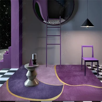Фиолетовый геометрический ковер Декоративный ковер для гостиной, легкие роскошные коврики для спальни, нескользящий коврик для пола, коврик для гардероба, ковер для гостиной